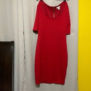 Red knee length dress